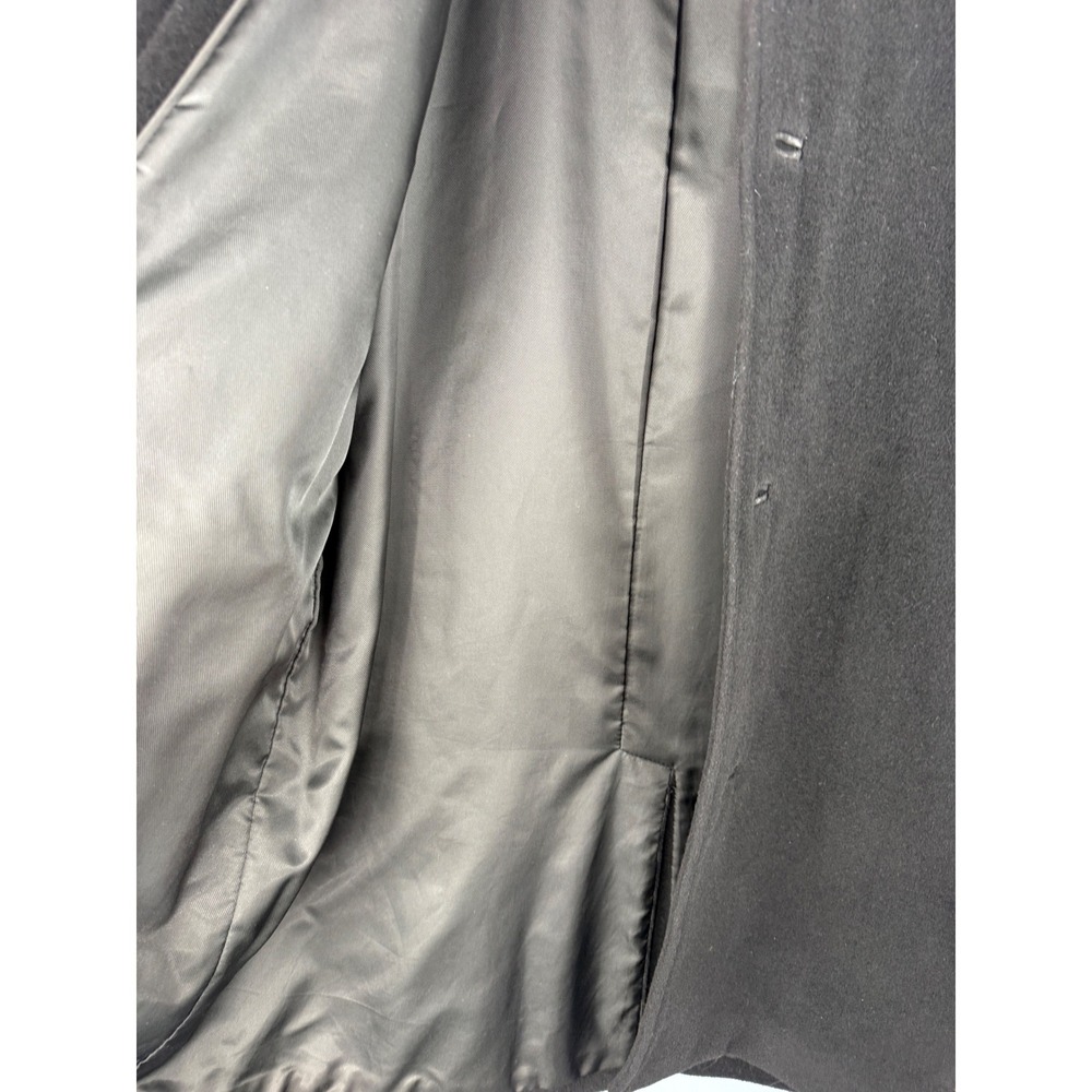 Cole Haan Mens Wool Cashmere Blend Car Coat Black‎ Lambskin Trim Size L Warm - Picture 6 of 13